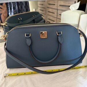 Kate Spade Slate Blue Satchel with Gold Accents